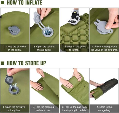 Portable Sleeping Pad for Camping - Ultralight Camping Mat with Pillow & Foot Pump,3.2" Thick Waterproof Compact Lightweight Sleeping Air Pads for Tent Backpacking Hiking Outdoor Traveling in Kuwait