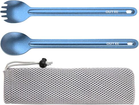 OUTXE Ultralight Titanium Long Handle Fork and Spoon Set in Kuwait