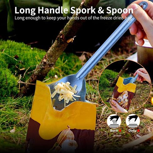 OUTXE Ultralight Titanium Long Handle Fork and Spoon Set in Kuwait