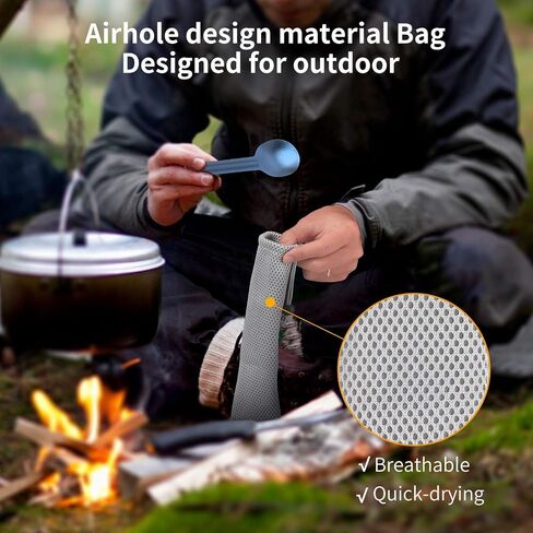 OUTXE Ultralight Titanium Long Handle Fork and Spoon Set in Kuwait