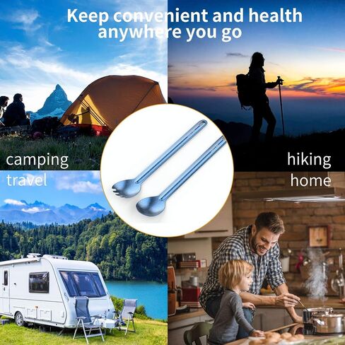OUTXE Ultralight Titanium Long Handle Fork and Spoon Set in Kuwait
