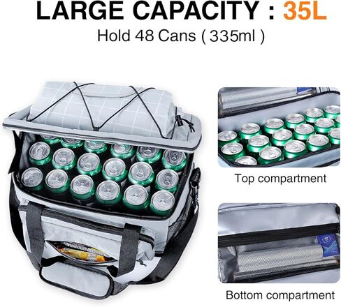 حقيبة تبريد ناعمة، حقيبة تبريد الغداء للعمل والمدرسة والنزهة والشاطئ، حقيبة تبريد جانبية معزولة مانعة للتسرب مع حزام كتف قابل للتعديل للأطفال/الكبار in Kuwait