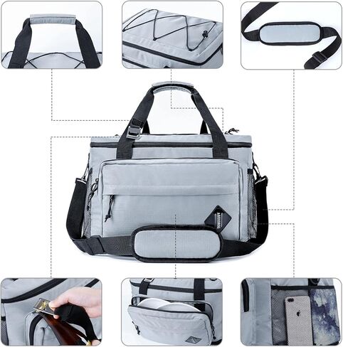 حقيبة تبريد ناعمة، حقيبة تبريد الغداء للعمل والمدرسة والنزهة والشاطئ، حقيبة تبريد جانبية معزولة مانعة للتسرب مع حزام كتف قابل للتعديل للأطفال/الكبار in Kuwait