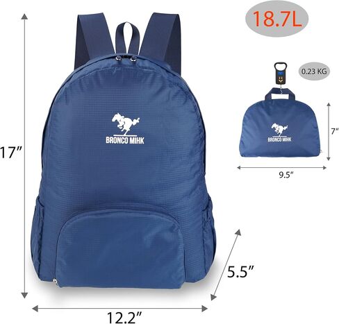 BRONCO MIHK Lightweight Packable Backpack 20L Hiking Daypack Nylon Backpacks for Women (Blue) in Saudi Arabia