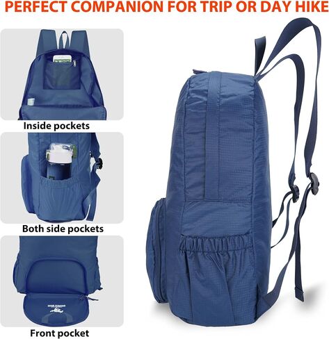 BRONCO MIHK Lightweight Packable Backpack 20L Hiking Daypack Nylon Backpacks for Women (Blue) in Saudi Arabia