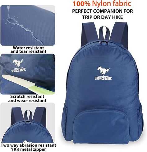 BRONCO MIHK Lightweight Packable Backpack 20L Hiking Daypack Nylon Backpacks for Women (Blue) in Saudi Arabia