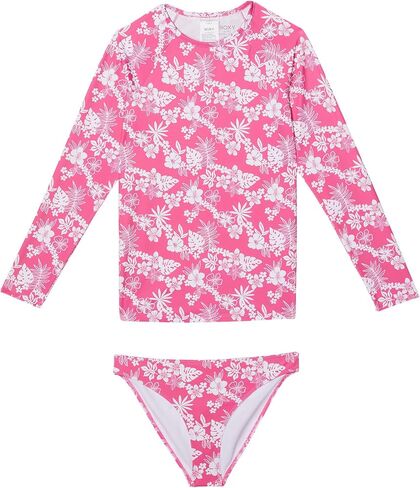 Roxy Girl's Aloha Spirit Long Sleeve Rashguard Set (Big Kids) Shocking Pink Hello Aloha SM (8 Big Kid) in Saudi Arabia