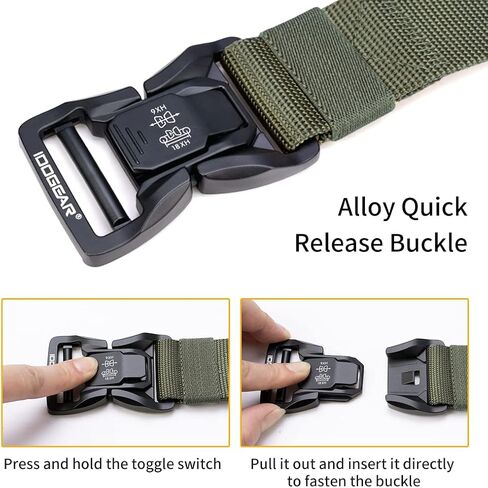 IDOGEAR Tactical Belt with Magnetic Quick-Release Buckle Military Style 1.5" Nylon Belt Loop and Hook Tail Fixation in Kuwait