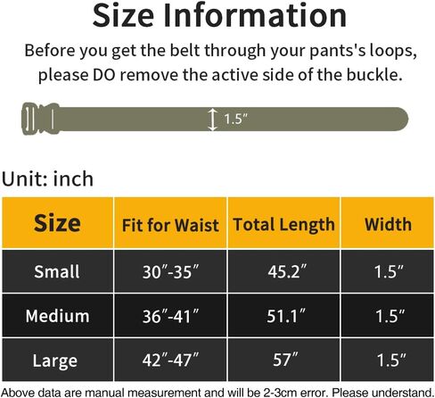 IDOGEAR Tactical Belt with Magnetic Quick-Release Buckle Military Style 1.5" Nylon Belt Loop and Hook Tail Fixation in Kuwait