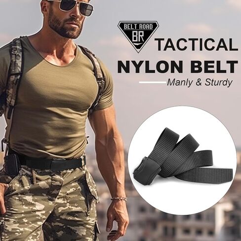 أحزمة Beltroad التكتيكية للرجال من النايلون الأسود للعمل وحزام كاجوال عسكري سريع الفك بإبزيم حزام المشي لمسافات طويلة in Kuwait