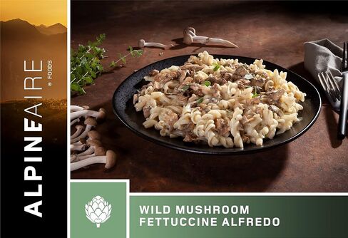 AlpineAire Foods Wild Mushroom Fettuccine Alfredo, Freeze-Dried/Dehydrated, Entrée Meal Pouch, Just add Water, Black in Kuwait
