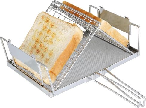 Portable Camping Stove Toaster - Stainless Steel Camp Roaster Grill Rack Camping Toaster for Stove Top Backpacking Folding Campfire Gas Toaster Mini Hand-held Holder for Bread Toast BBQ Outdoor Hiking in Saudi Arabia