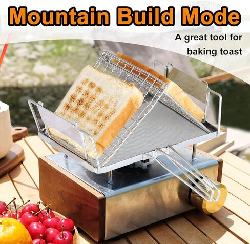 Portable Camping Stove Toaster - Stainless Steel Camp Roaster Grill Rack Camping Toaster for Stove Top Backpacking Folding Campfire Gas Toaster Mini Hand-held Holder for Bread Toast BBQ Outdoor Hiking in Saudi Arabia