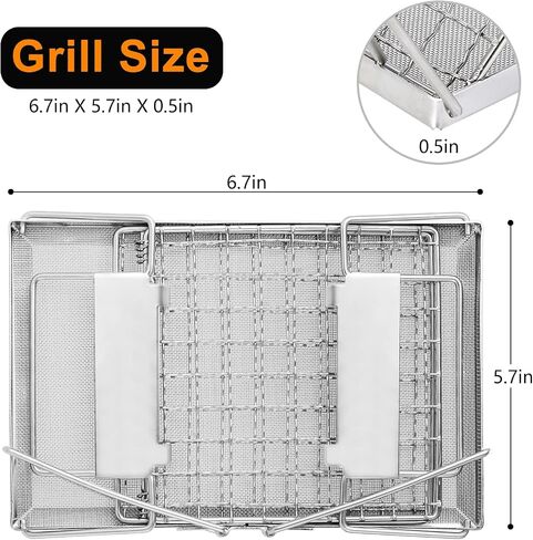 Portable Camping Stove Toaster - Stainless Steel Camp Roaster Grill Rack Camping Toaster for Stove Top Backpacking Folding Campfire Gas Toaster Mini Hand-held Holder for Bread Toast BBQ Outdoor Hiking in Saudi Arabia