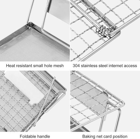 Portable Camping Stove Toaster - Stainless Steel Camp Roaster Grill Rack Camping Toaster for Stove Top Backpacking Folding Campfire Gas Toaster Mini Hand-held Holder for Bread Toast BBQ Outdoor Hiking in Saudi Arabia