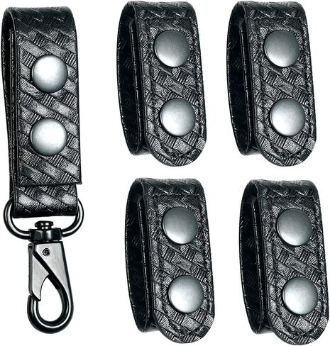 Duty Belt Keeper with Double Snaps(Set of 4) +1 Keeper with Strong Metal Key Clip(1 Pack) in Kuwait
