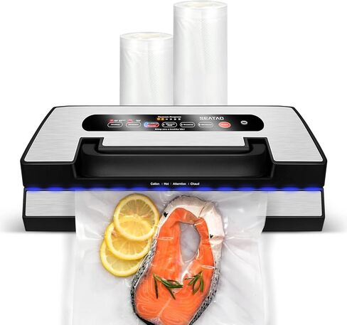 Vacuum Sealer Machine, SEATAO 90Kpa Food Vacuum Sealer Machine Preservation Dry & Moist & Extended Modes, Built-in Cutter & Bag Storage, Handle Locked Design, LED Indicator Light & Starter Kit in Saudi Arabia