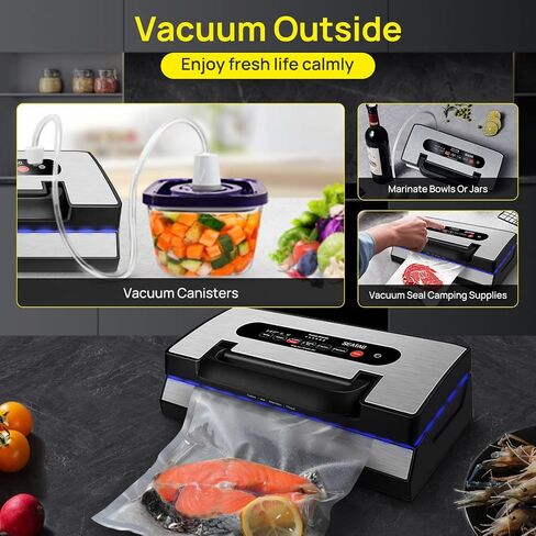 Vacuum Sealer Machine, SEATAO 90Kpa Food Vacuum Sealer Machine Preservation Dry & Moist & Extended Modes, Built-in Cutter & Bag Storage, Handle Locked Design, LED Indicator Light & Starter Kit in Saudi Arabia