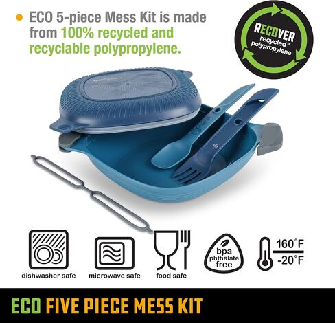 UCO Recycled ECO 5-Piece Camping Mess Kit with Bowl, Plate, Switch Spork Utensil Set in Kuwait