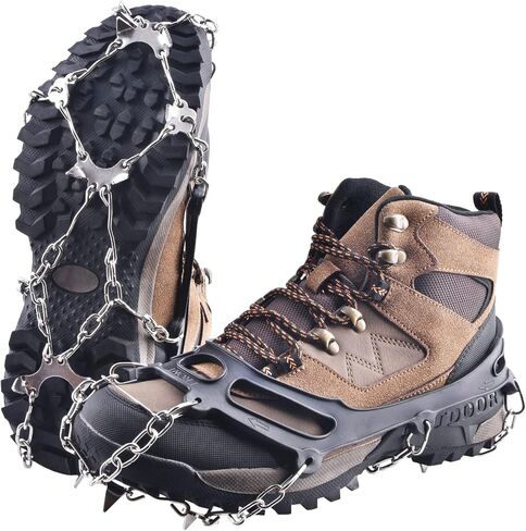 Crampons for Boots Shoes Traction Ice Cleats Snow Grips Anti Slip Stainless Steel Micro Spikes for Hiking Fishing Walking Climbing Jogging Mountaineering in Saudi Arabia