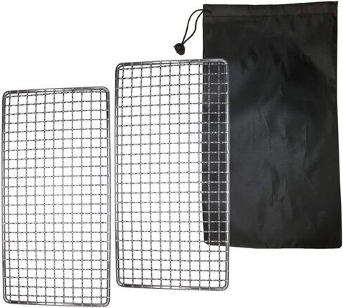 Camping Bushcraft Backpacker Grill Welded Stainless Steel Campfire Cooking Grate High Strength Outdoor Mesh Gear for Camping, Hiking, and Backpacking with Carrying Bag in Kuwait