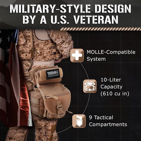 TACAMO® 10L Drop Leg Hip Bag, Drop Leg Bag for Men and Women, Small, Waterproof Tactical Drop Leg Bag, Thigh Harness Leg Bag for Men and Women, Waist Leg Bag for Tools and Kits, Men’s Thigh Bag in Saudi Arabia