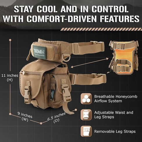 TACAMO® 10L Drop Leg Hip Bag, Drop Leg Bag for Men and Women, Small, Waterproof Tactical Drop Leg Bag, Thigh Harness Leg Bag for Men and Women, Waist Leg Bag for Tools and Kits, Men’s Thigh Bag in Saudi Arabia