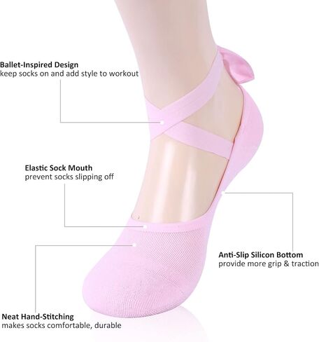 Ristake Yoga Socks for Women, Non-Slip Grip Socks for Pilates, Pure Barre, Dance, Barefoot Workouts, 3/6 Pairs in Saudi Arabia