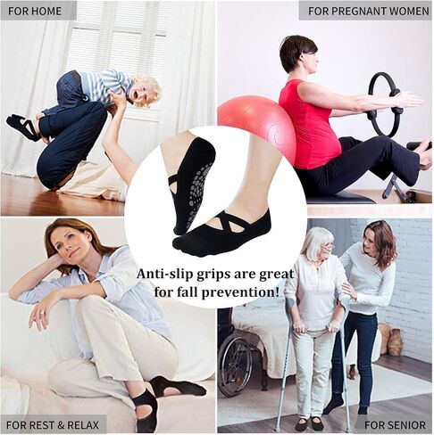 Ristake Yoga Socks for Women, Non-Slip Grip Socks for Pilates, Pure Barre, Dance, Barefoot Workouts, 3/6 Pairs in Saudi Arabia