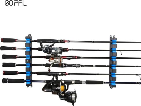 6 قضبان أو مجموعات قصبة الصيد المثبتة على الحائط رف قصبة الصيد للمرآب، رف أفقي 6 قضبان in Kuwait