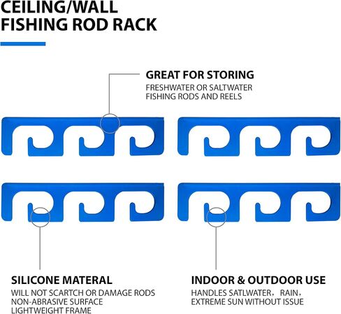Ceiling Rod Rack Fishing Rod Rack Storage for Ceiling or Wall-Ultra Sturdy Strong Weatherproof Indoor and Outdoor Use, Holds 6 Rods in Saudi Arabia