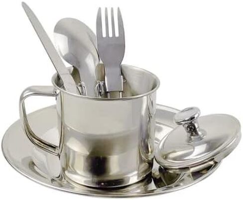 Camping Mess Kits - Mess Kit for Camping 1 Person - Stainless Steel Mess Kit Set - Camping Mess Kit with Utensils - Camping Plates Cups and Bowls Set - Backpacking Mess Kit - Camping Dish Set in Saudi Arabia