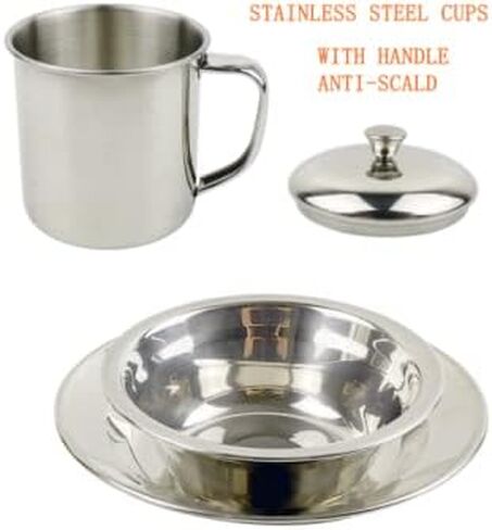 Camping Mess Kits - Mess Kit for Camping 1 Person - Stainless Steel Mess Kit Set - Camping Mess Kit with Utensils - Camping Plates Cups and Bowls Set - Backpacking Mess Kit - Camping Dish Set in Saudi Arabia