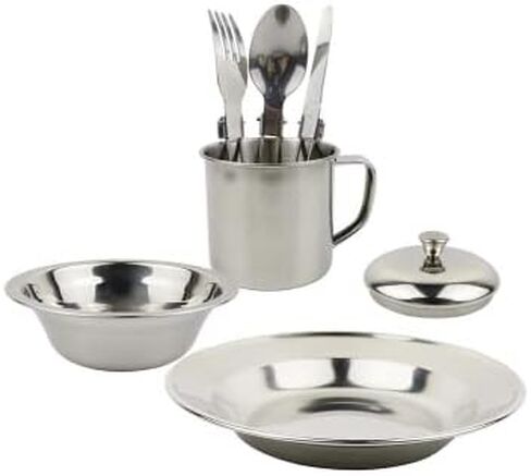 Camping Mess Kits - Mess Kit for Camping 1 Person - Stainless Steel Mess Kit Set - Camping Mess Kit with Utensils - Camping Plates Cups and Bowls Set - Backpacking Mess Kit - Camping Dish Set in Saudi Arabia
