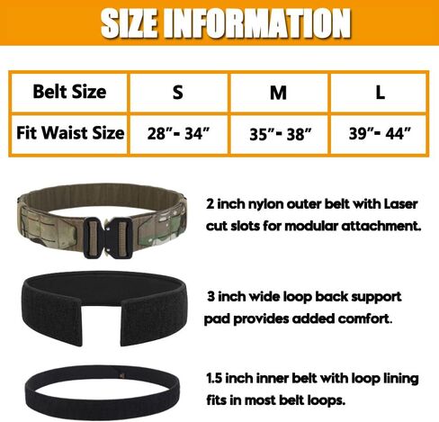 KRYDEX Tactical Battle Belt 2 Inch Quick Release MOLLE Combat Belt with Inner Belt & Back Support Pad in Saudi Arabia