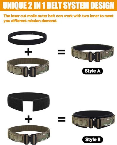 KRYDEX Tactical Battle Belt 2 Inch Quick Release MOLLE Combat Belt with Inner Belt & Back Support Pad in Saudi Arabia