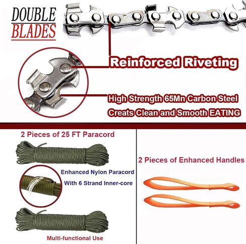 Homyall 48 Inch High Reach Tree Limb Hand Rope Chain Saw for Tree Trimming-Upgraded Pocket Manual Chainsaw with 62 Sharp Blades on Both Sides for Gardening Camping Survival Gear in Saudi Arabia