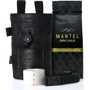Mantel Bouldering - حزمة حقيبة طباشير قماشية مشمعة - أساسيات تسلق الصخور مع طباشير ممتاز وشريط أصابع وحزام in Kuwait