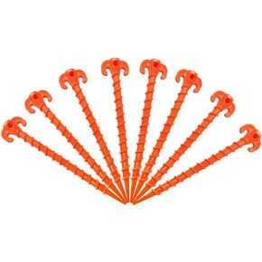 Canopy Stakes Canopy Anchors Beach Tent Stakes Heavy Duty Screw Shape 25 cm 10 inch - 8 Pack Orange Tent Stake for Outdoor Hiking Camping in Kuwait