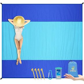BYDOLL Beach Blanket Nylon Waterproof sandproof 7'x7' Suits for 1-5 Adults Sand Free Oversized Beach Blanket Lightweight Large Picnic mat for Travel Camping Hiking Blanket Beach
