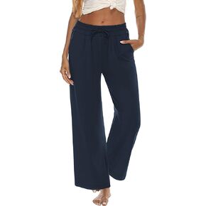DIBAOLONG المرأة واسعة الساق اليوغا السراويل فضفاضة مريح الرباط Sweatpants عارضة صالة منامة بالازو السراويل مع جيوب in Kuwait