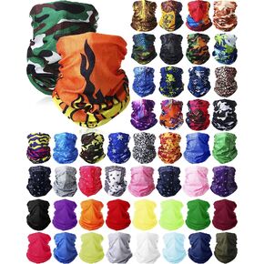 JaGely 50 Pieces Neck Gaiter Sports Neck Head Wrap Headband Scarf Face Bandana Hair Wrap Neck Tube Balaclava for Women Men