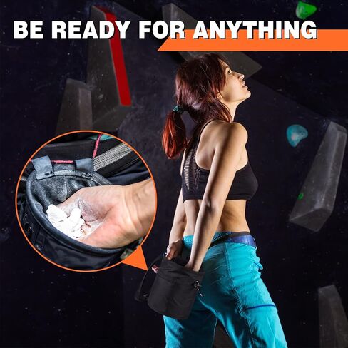 23 Pcs Black Chalk Bag for Rock Climbing Double Sided Hand Finger File Chalk Bag Bucket with Zippered Pocket Double Sided Skin Nail File Hand Callus Remover for Rock Climbing Gear Hand File Bouldering in Saudi Arabia