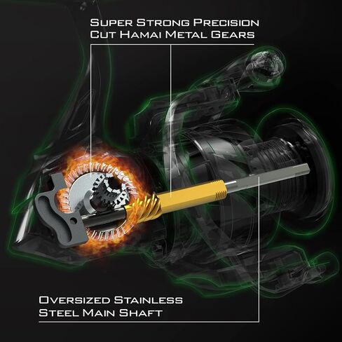 KastKing Spartacus II Spinning Fishing Reels for Saltwater & Freshwater | Max Drag: 22 lb, 7+1 BB, 12.5 oz, Graphite Frame, 5.2:1 Gear Ratio, Size 500 & 1000 Perfect for Ice Fishing in Kuwait