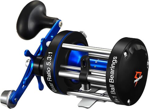 Piscifun Chaos XS Round Baitcasting Reel, Saltwater Conventional Reel | Aluminum body, 5.3:1 ratio, 6+1 bearings, 18-22LB drag, 40/50/60 sizes in Kuwait