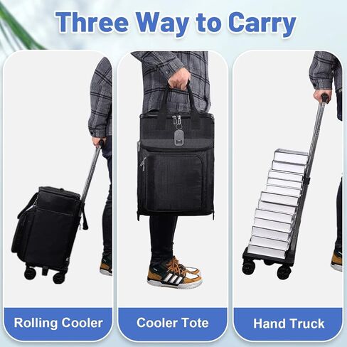 Rolling Cooler with Wheel and Handle, Insulated Rolling Cooler with 360° Spinner Wheels, Soft Leakproof Collapsible Cooler Bag for Camping, Hiking, Picnic, Beach Trip, Outdoor Activities in Saudi Arabia