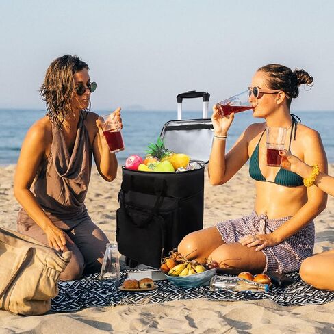 Rolling Cooler with Wheel and Handle, Insulated Rolling Cooler with 360° Spinner Wheels, Soft Leakproof Collapsible Cooler Bag for Camping, Hiking, Picnic, Beach Trip, Outdoor Activities in Saudi Arabia