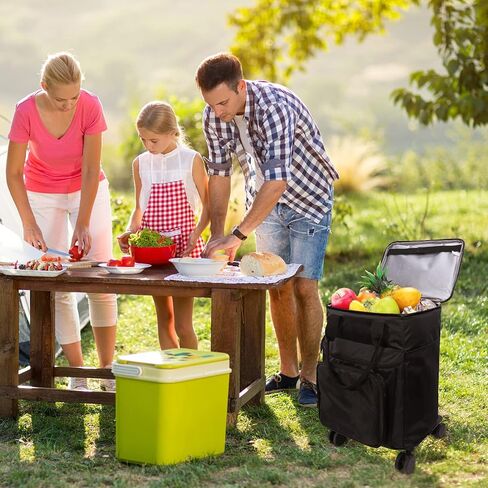 Rolling Cooler with Wheel and Handle, Insulated Rolling Cooler with 360° Spinner Wheels, Soft Leakproof Collapsible Cooler Bag for Camping, Hiking, Picnic, Beach Trip, Outdoor Activities in Saudi Arabia