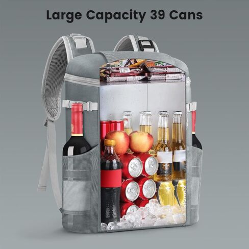 حقيبة ظهر ZAKEEP Cooler، 39 علبة حقيبة ظهر تبريد ذات سعة كبيرة ومضادة للتسرب مع جيب شبكي، وأشرطة كتف قابلة للتعديل للنزهات والتخييم in Kuwait