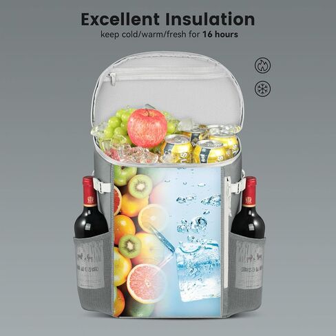 حقيبة ظهر ZAKEEP Cooler، 39 علبة حقيبة ظهر تبريد ذات سعة كبيرة ومضادة للتسرب مع جيب شبكي، وأشرطة كتف قابلة للتعديل للنزهات والتخييم in Kuwait